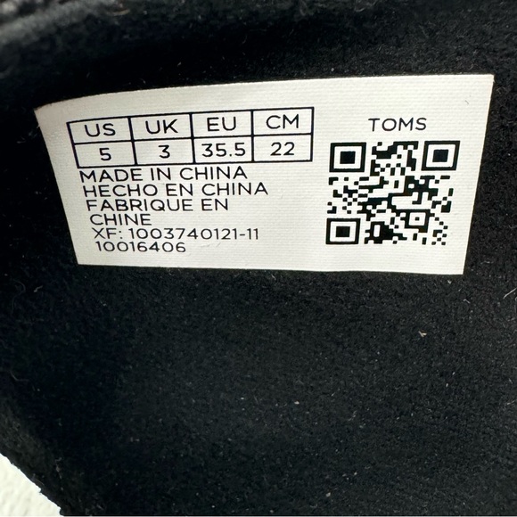 NWOT Toms Majorca Cutout Black Yarn Dye/ Global Woven Block Heel Sandals Size 5 - Picture 16 of 16